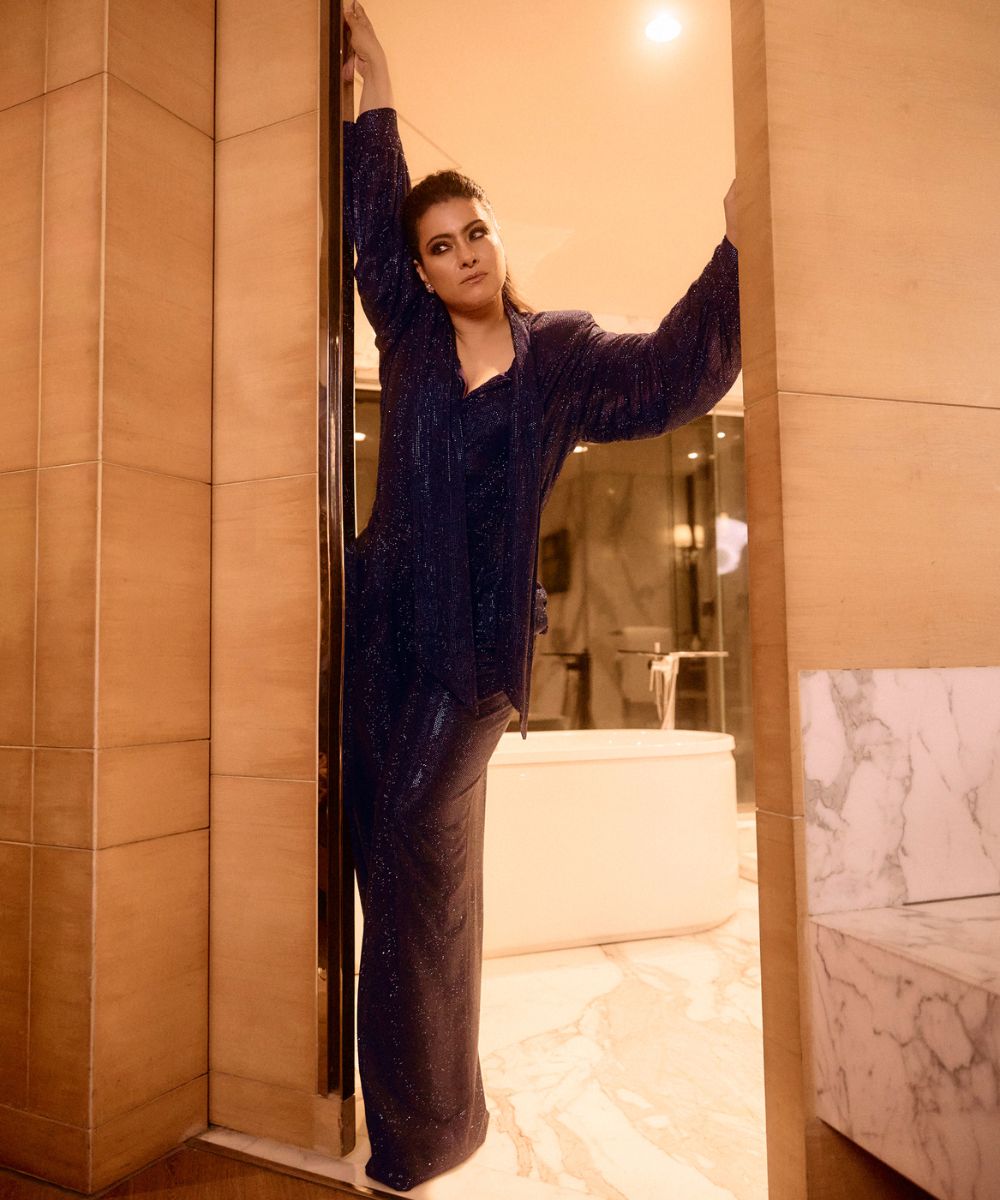 Kajol in Midnight Stardust Crystal Co-ord Set