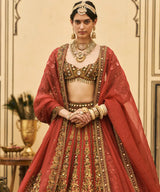 Sindoori Raw Silk Lehenga Set