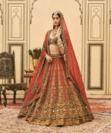 Sindoori Raw Silk Lehenga Set