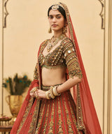 Sindoori Raw Silk Lehenga Set