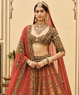 Sindoori Raw Silk Lehenga Set