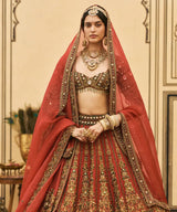 Sindoori Raw Silk Lehenga Set