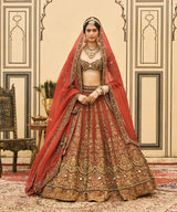 Sindoori Raw Silk Lehenga Set