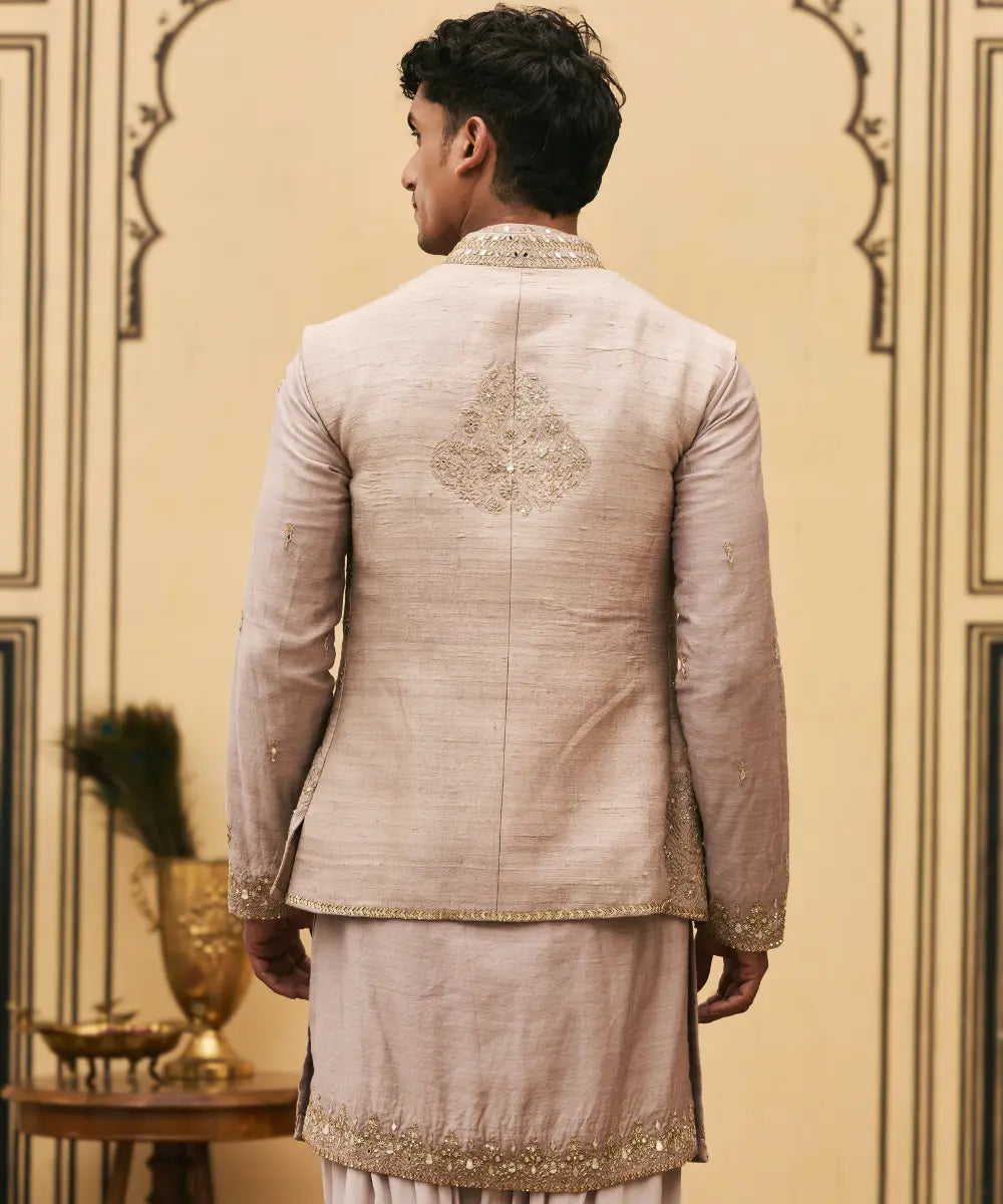 Kastoori Tussar Silk Kurta Bundi Set