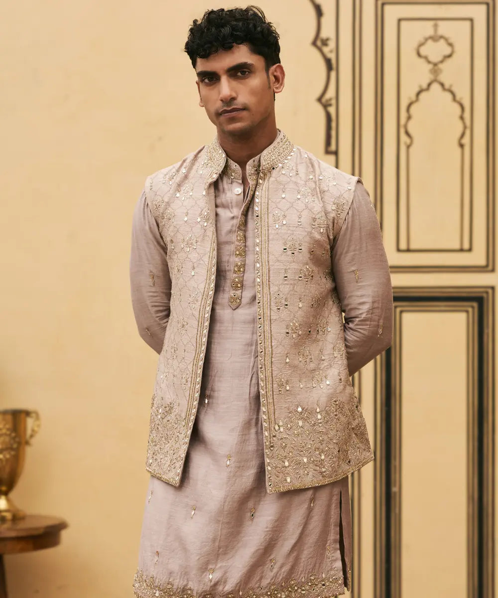 Kastoori Tussar Silk Kurta Bundi Set