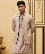 Kastoori Tussar Silk Kurta Bundi Set