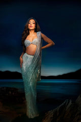 Saher bamba in Silver Lustre Glamour Saree