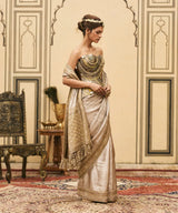 Gulnaar Tissue Brocade Metal Saree Set