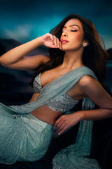 Saher bamba in Silver Lustre Glamour Saree