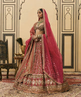 Gulabi Bandhej Georgette Lehenga Set