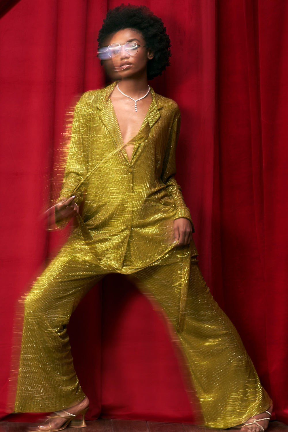 Olive Sparkle Duo Shirt Pant Set