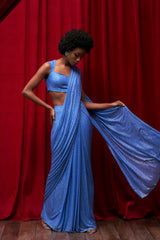 Etheral Azure Crystal Saree