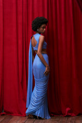 Etheral Azure Crystal Saree