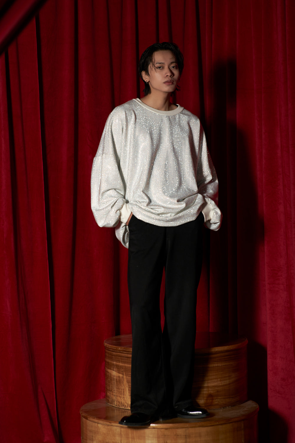 Silver Cascade Crystal Sweatshirt