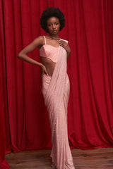 Gleaming Coral Corset Saree