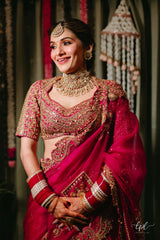 Shauna Gautam in Rani Pink Bridal Lehenga Set