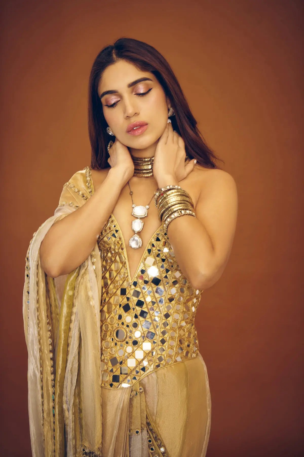 Bhumi Pednekar in Kanakjyoti Saree Set