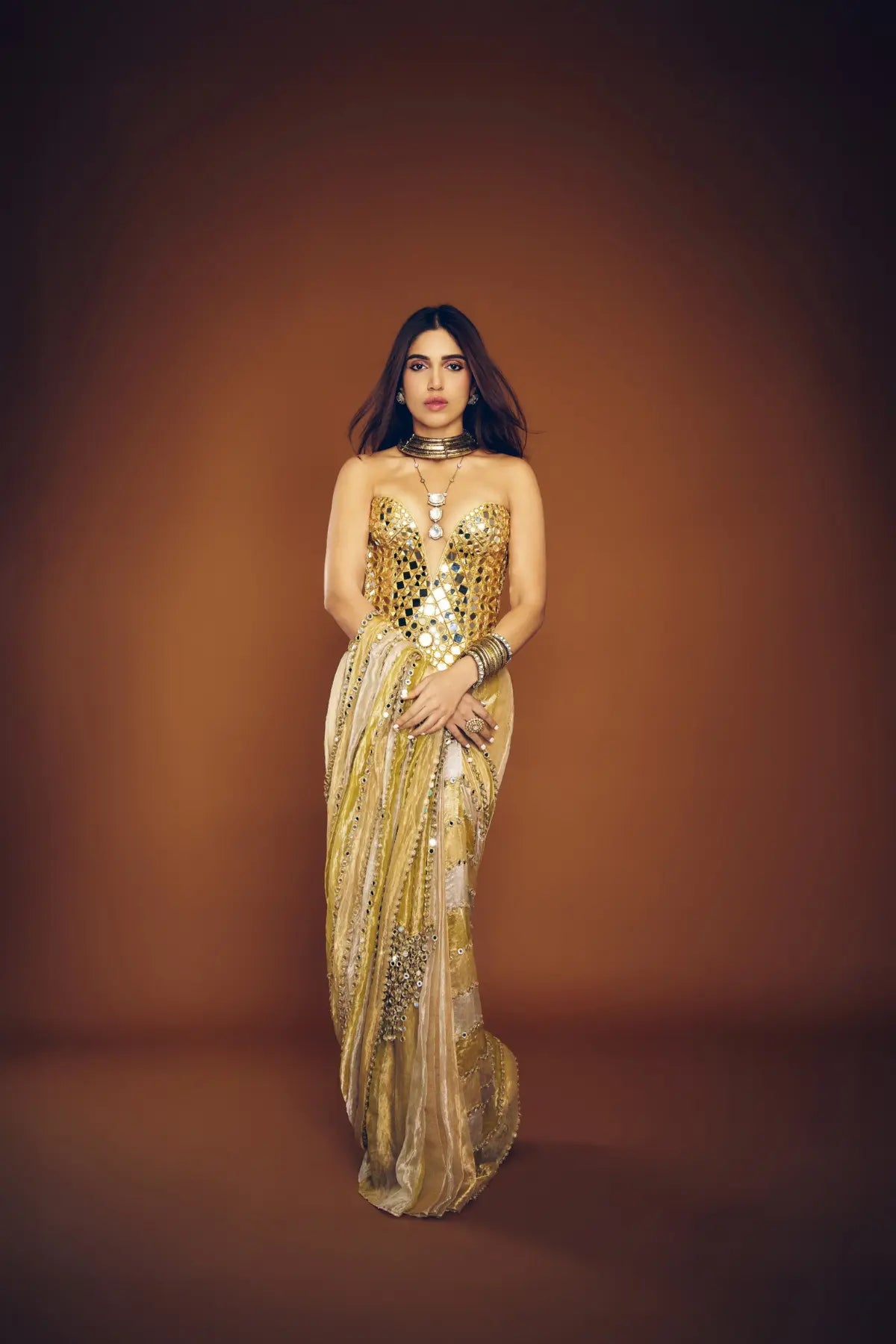 Bhumi Pednekar in Kanakjyoti Saree Set