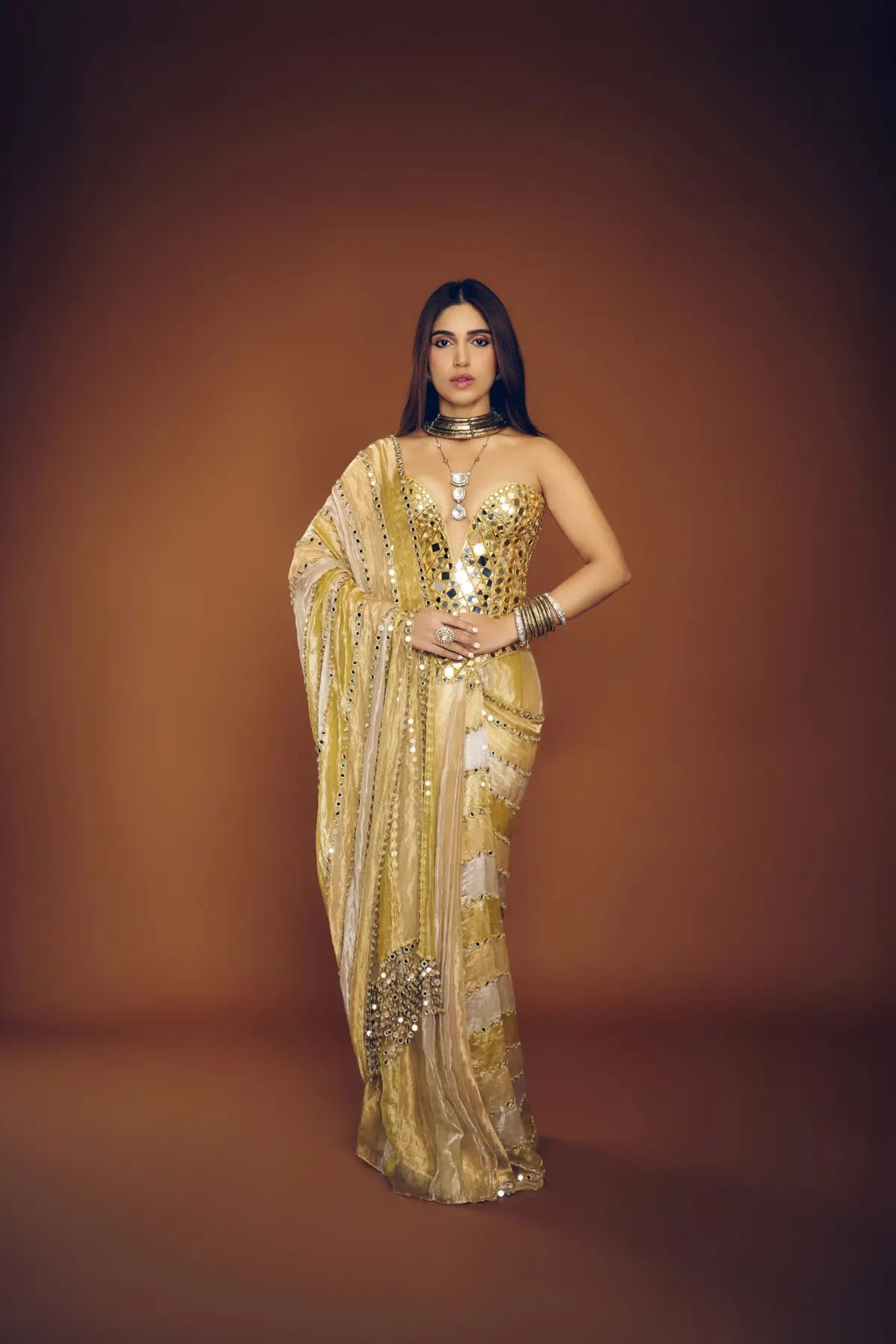Bhumi Pednekar in Kanakjyoti Saree Set