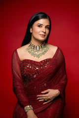 Divya Gurwara in Crimson Stardust Drape Set