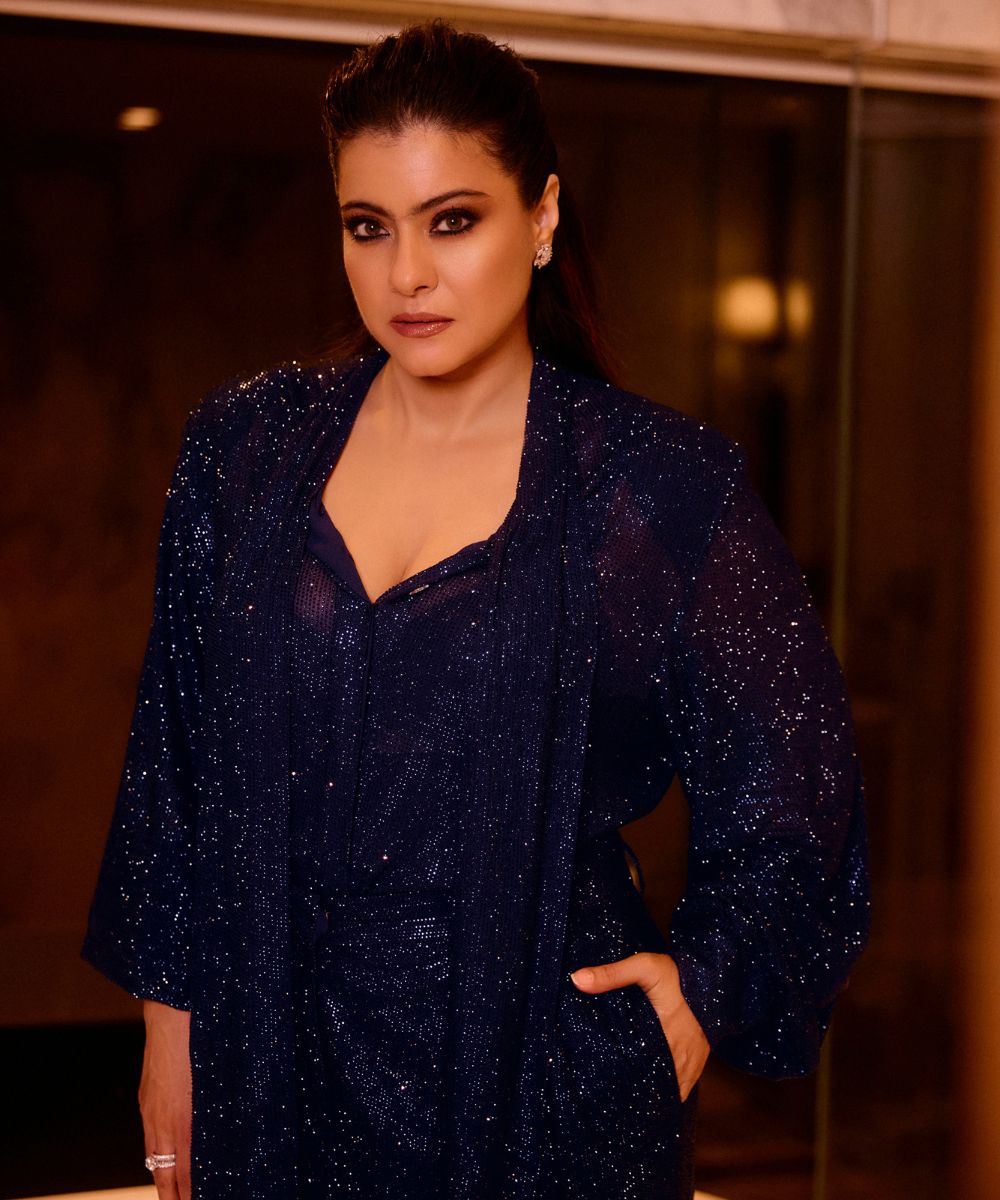 Kajol in Midnight Stardust Crystal Co-ord Set