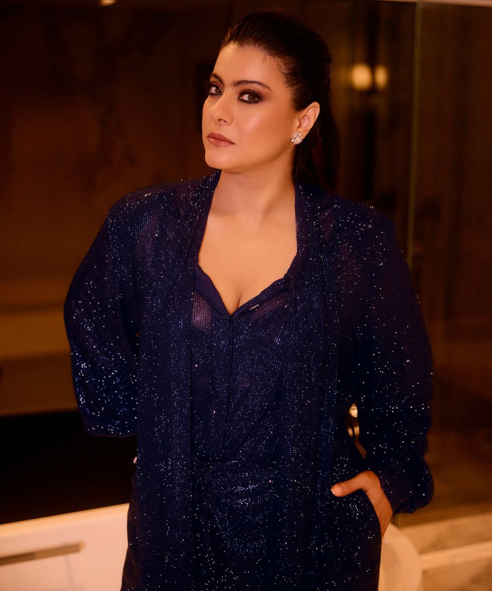 Kajol in Midnight Stardust Crystal Co-ord Set