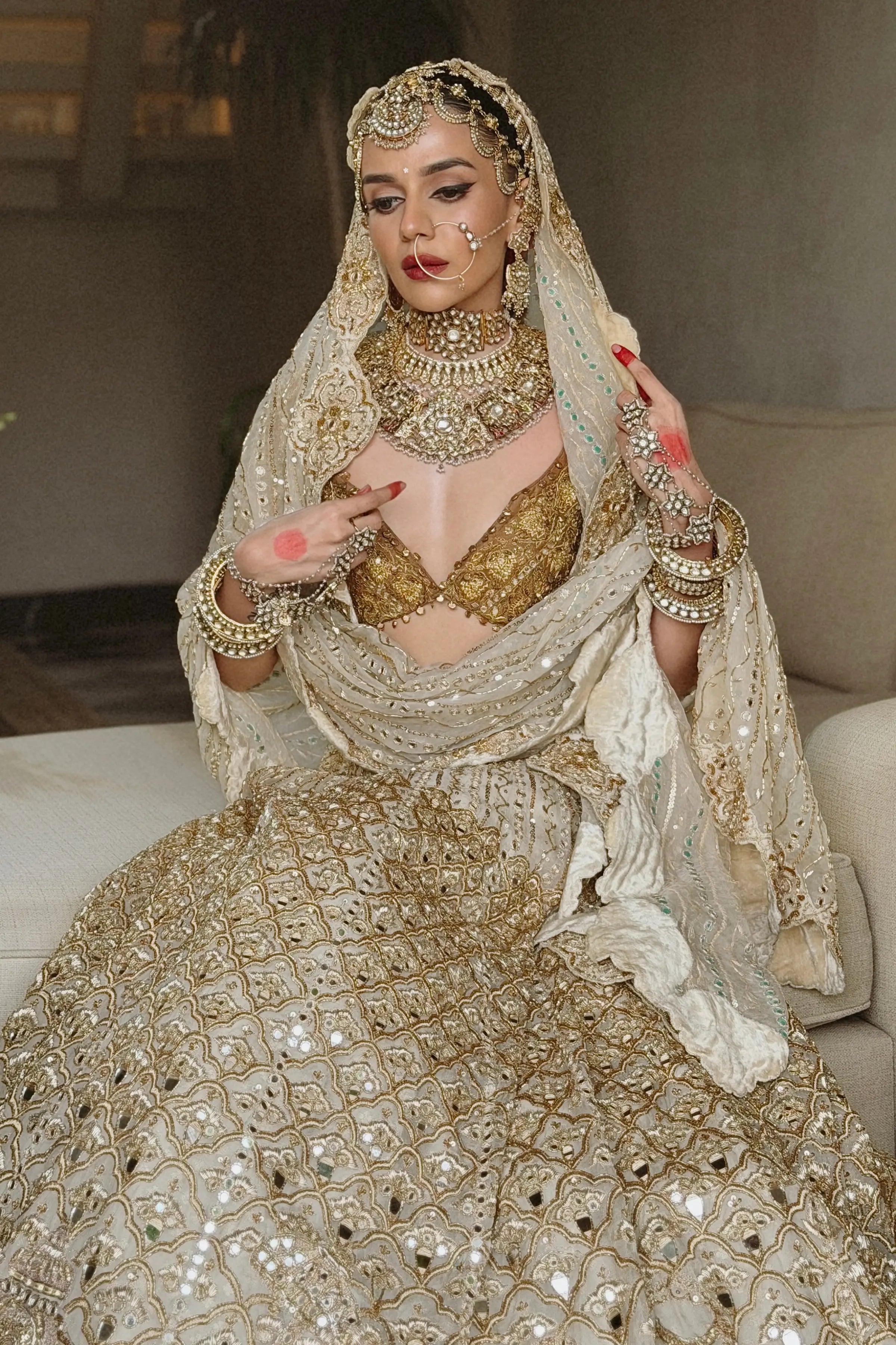 Komal pandey in Shahi Saaz Lehenga Set