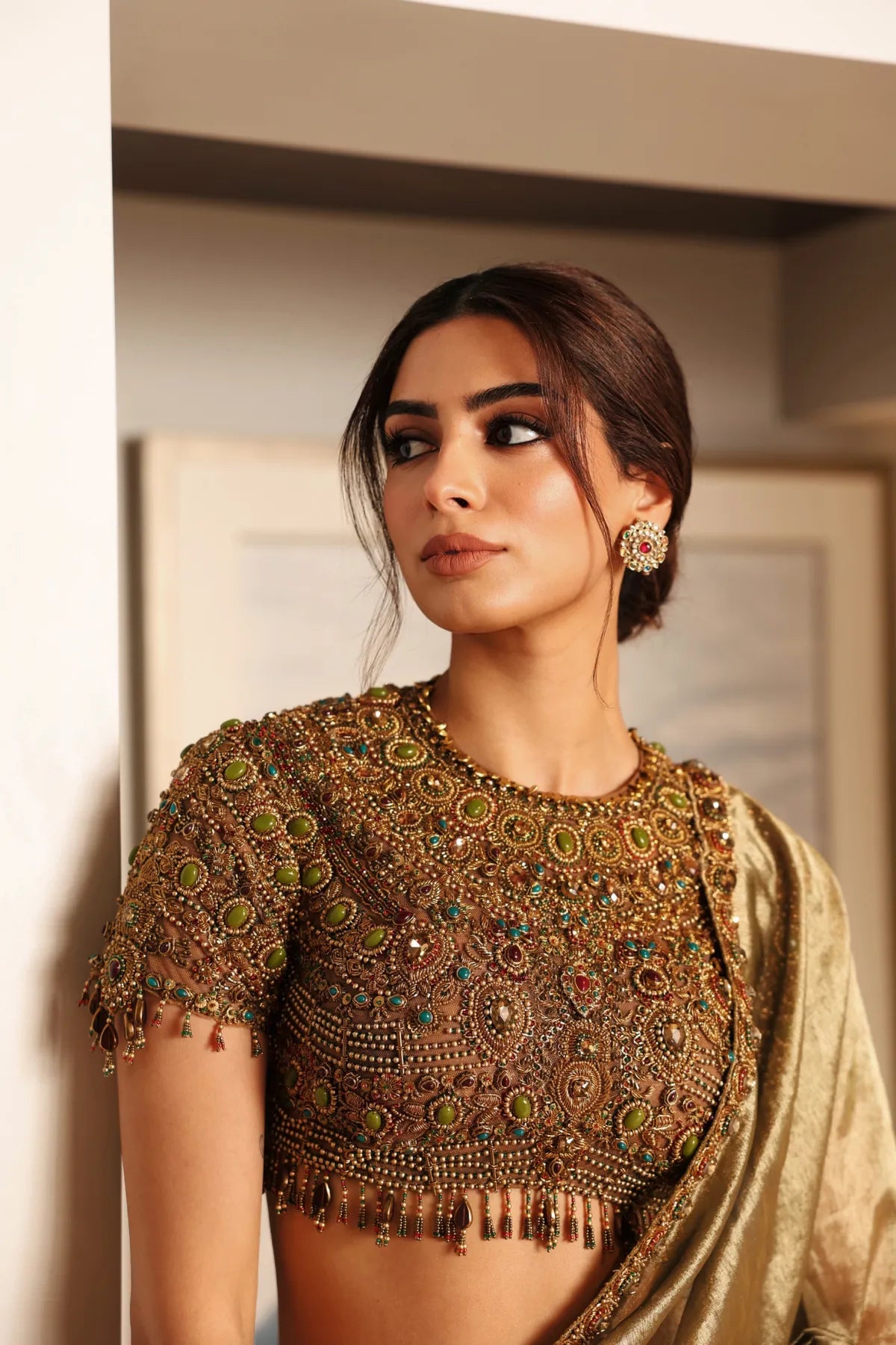 Khushi Kapoor in Svarnalekha Jadaau Saree Set