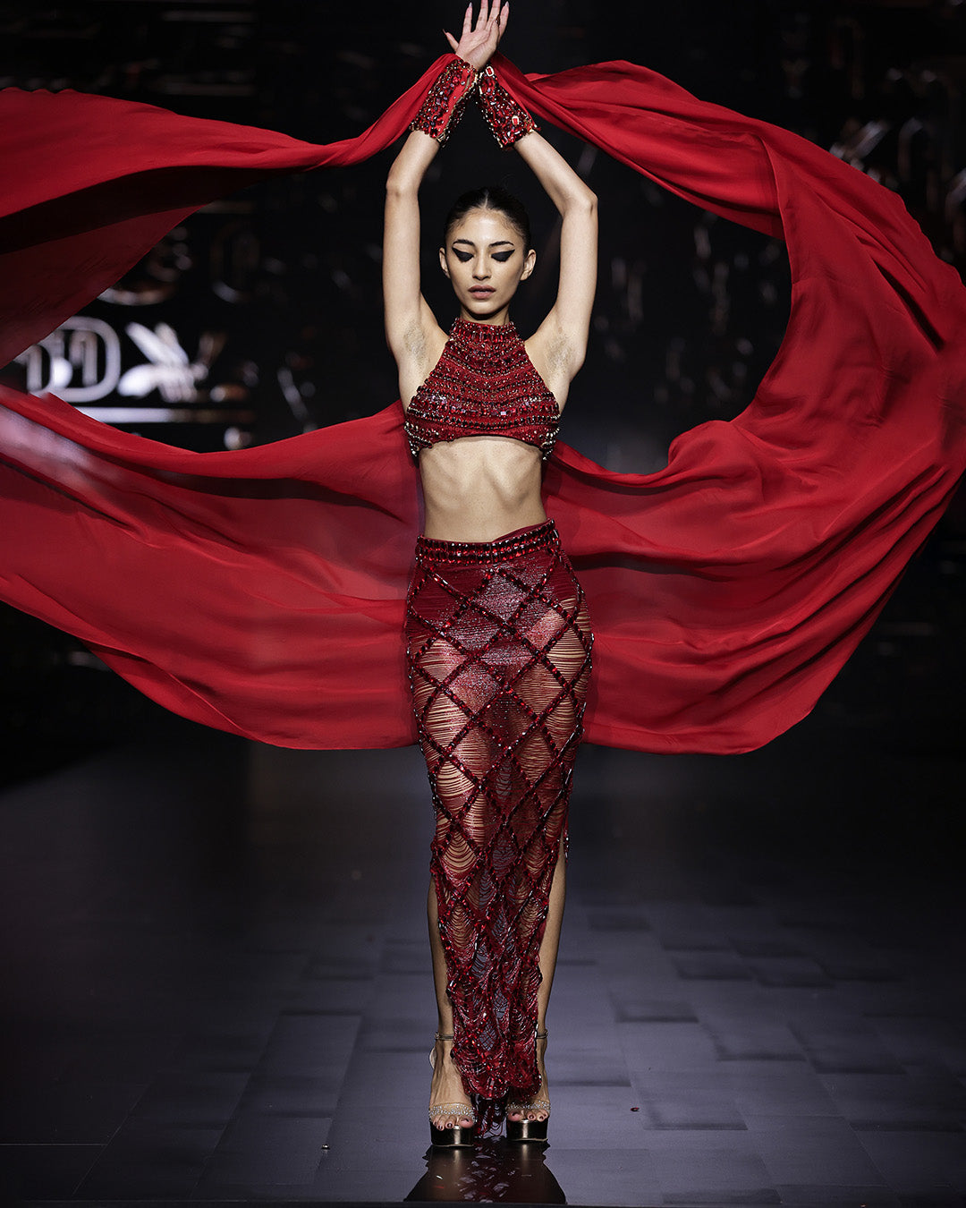 Scarlet  Nile Embellished Crystal Skirt Top