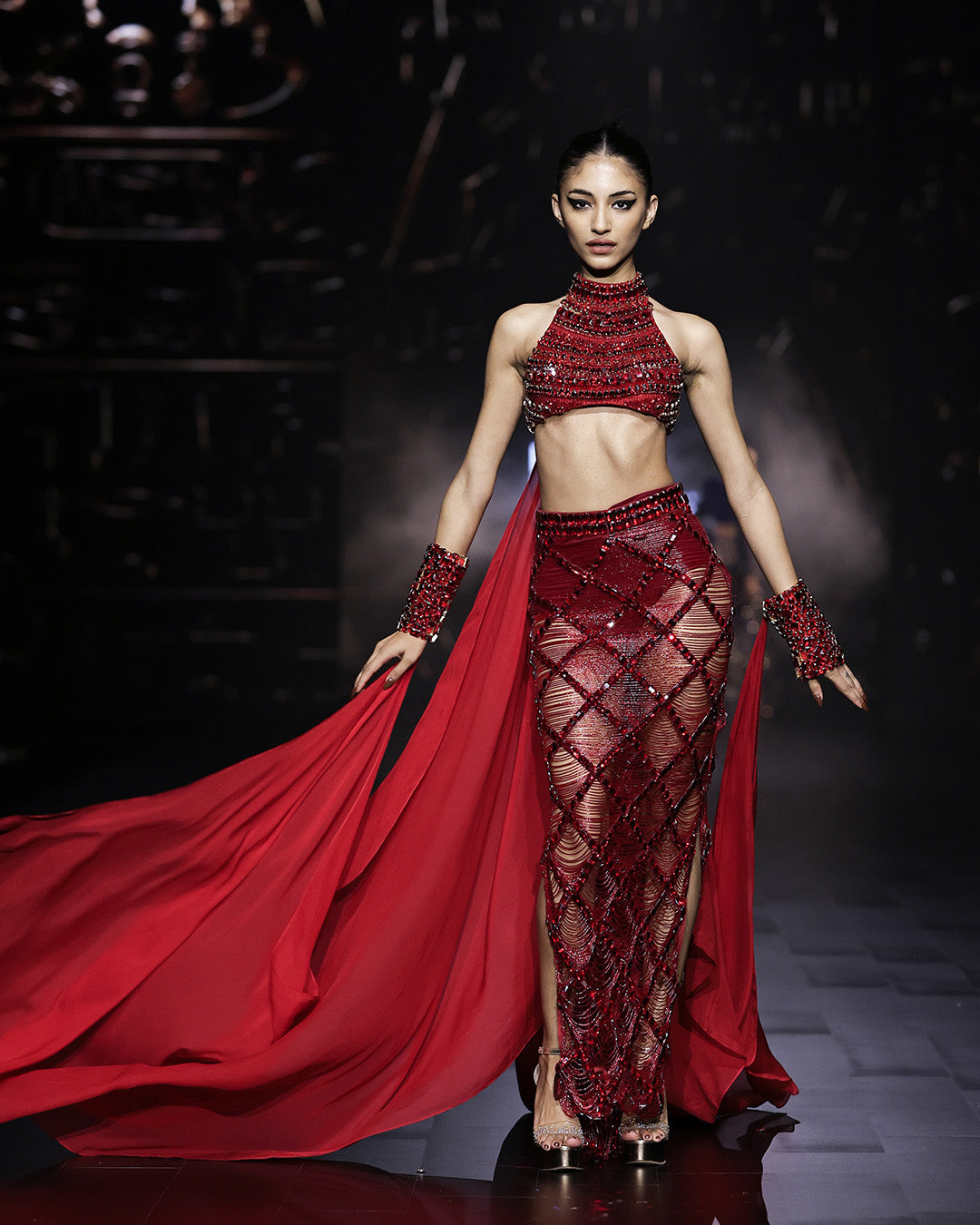 Scarlet  Nile Embellished Crystal Skirt Top