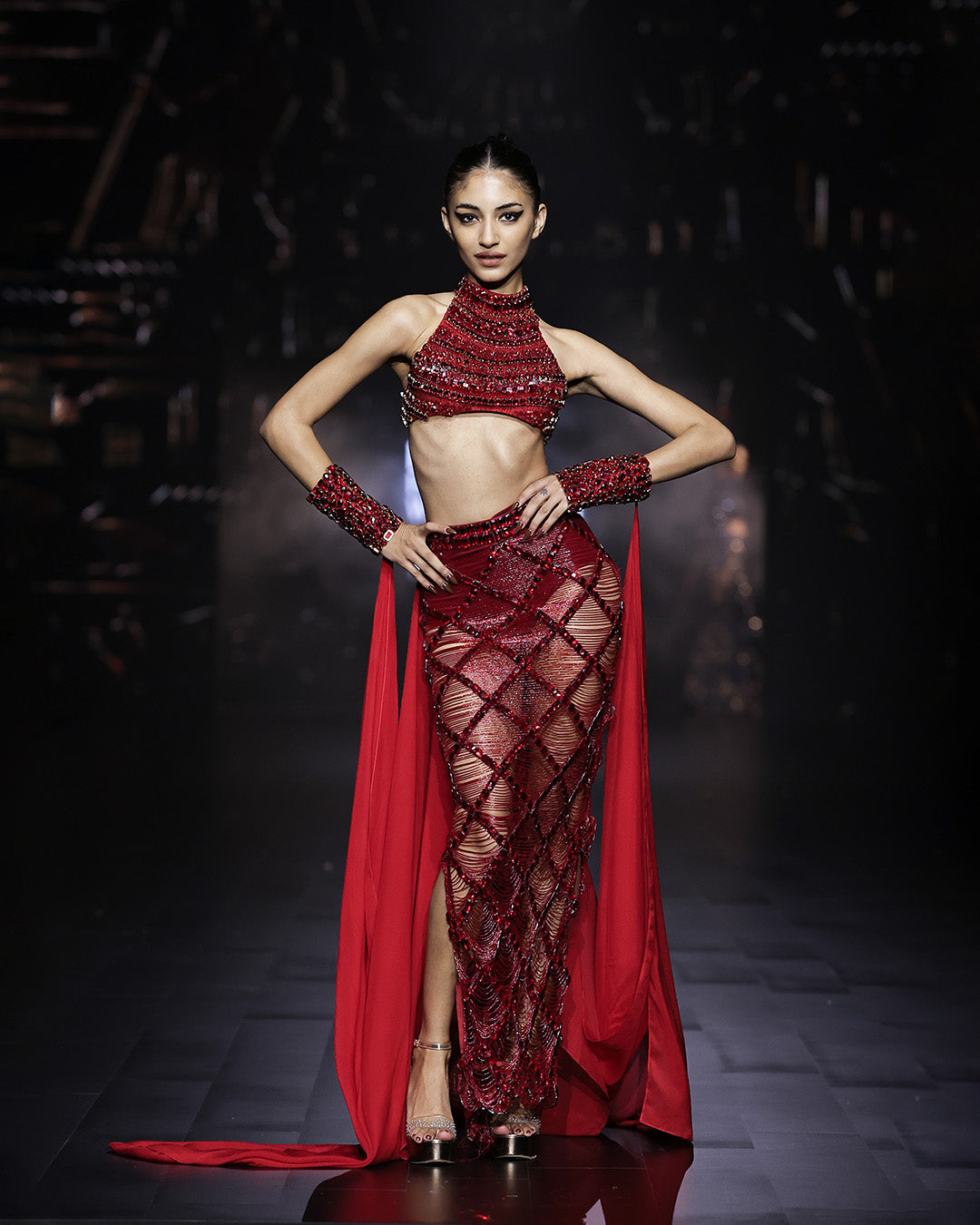 Scarlet  Nile Embellished Crystal Skirt Top