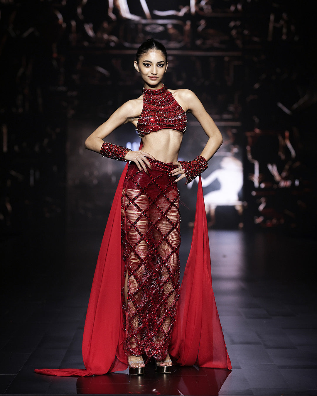Scarlet  Nile Embellished Crystal Skirt Top
