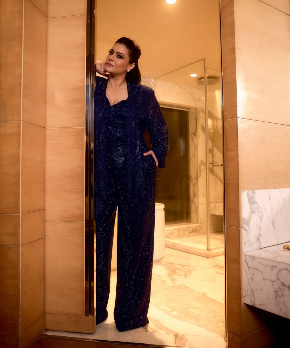 Kajol in Midnight Stardust Crystal Co-ord Set