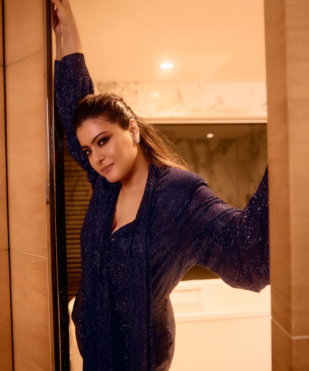 Kajol in Midnight Stardust Crystal Co-ord Set