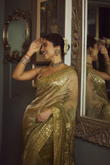 Bhumi Pednekar in Saanjh Sheesh Saree Set