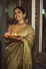 Bhumi Pednekar in Saanjh Sheesh Saree Set