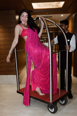 Neeru Bajwa in Magenta Magic Saree