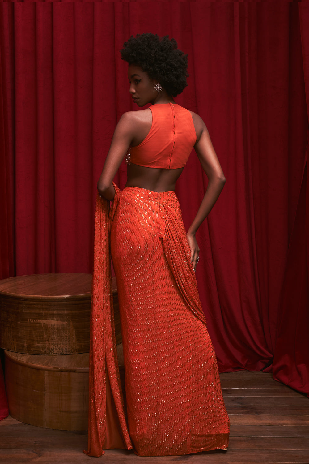 Mandarin Sparkle Draped Skirt
