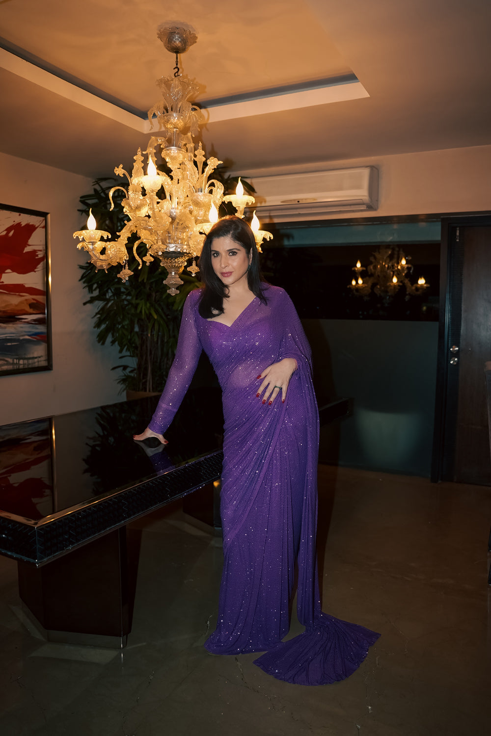 Maheep Kapoor in Amethyst sparkle symphony saree set
