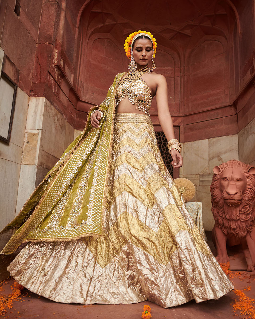 Chandi Sona Chevron Lampi Lehenga
