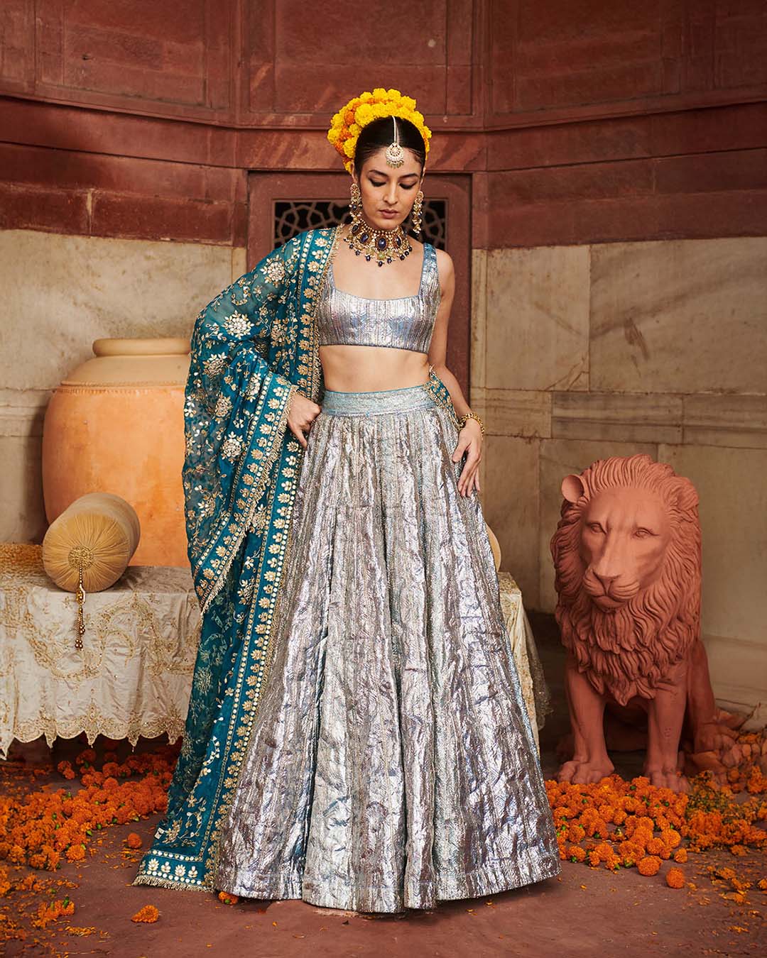 Aasmani Lampi Lehenga
