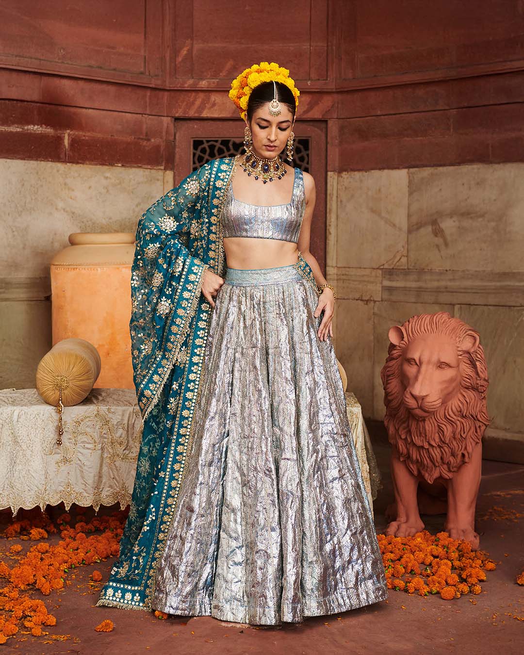 Aasmani Lampi Lehenga