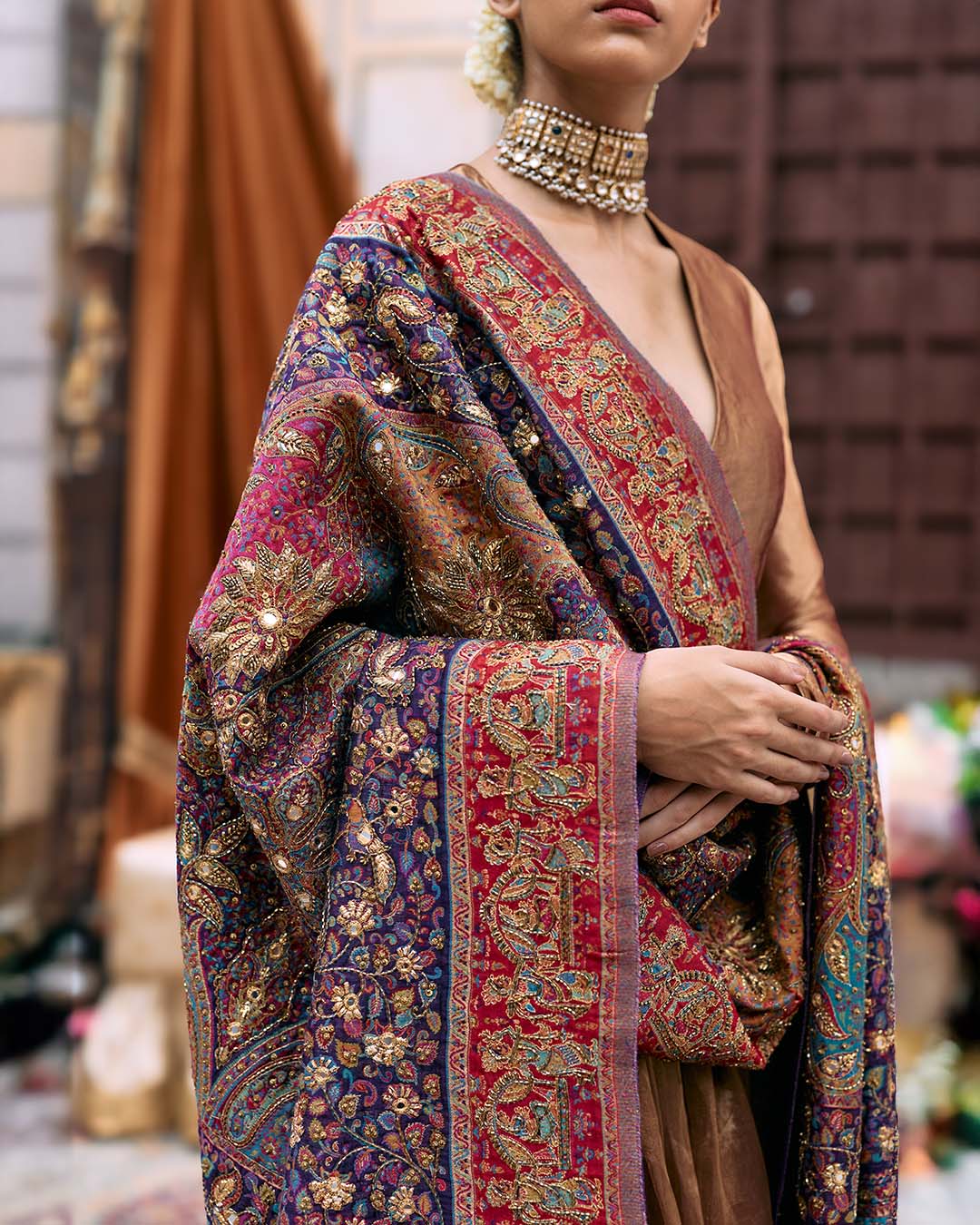 Kanthi Anarkali and Jamawaar Shawl Set