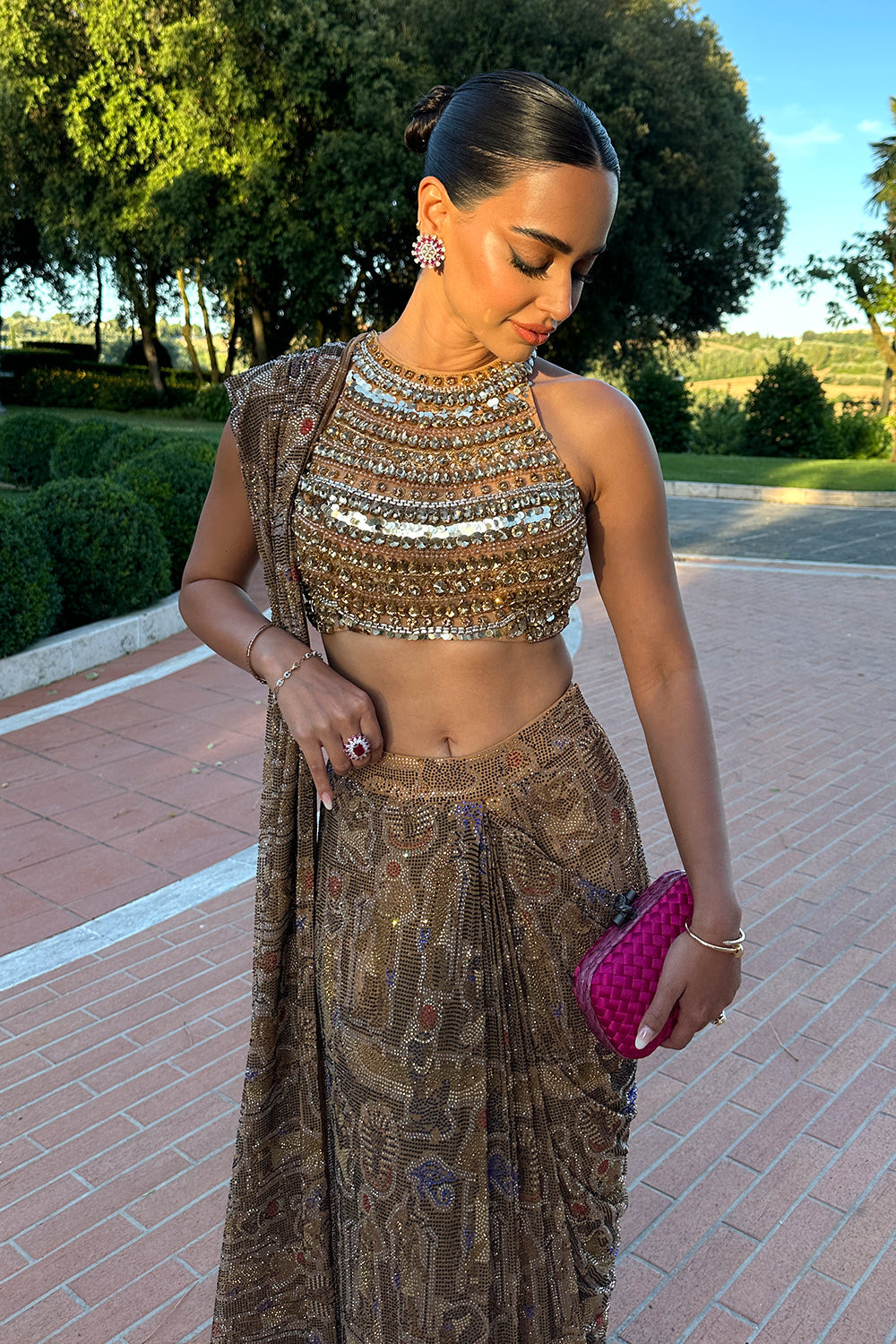 Arushi Mehra in Ancient Glyphs Saree Set