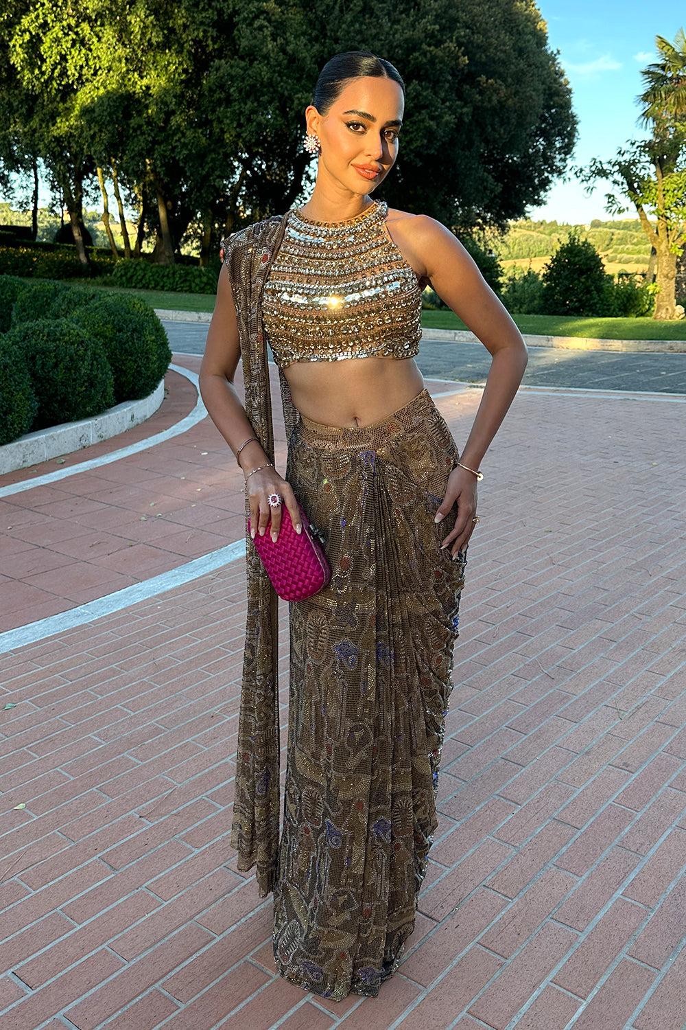 Arushi Mehra in Ancient Glyphs Saree Set