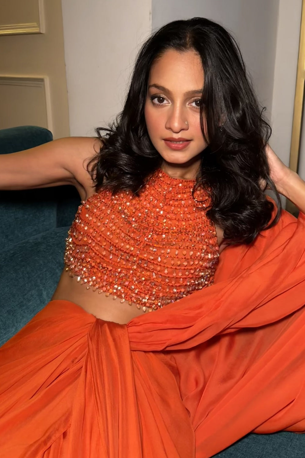 Ayesha Amin Nigam in Naranjas Beaded Set