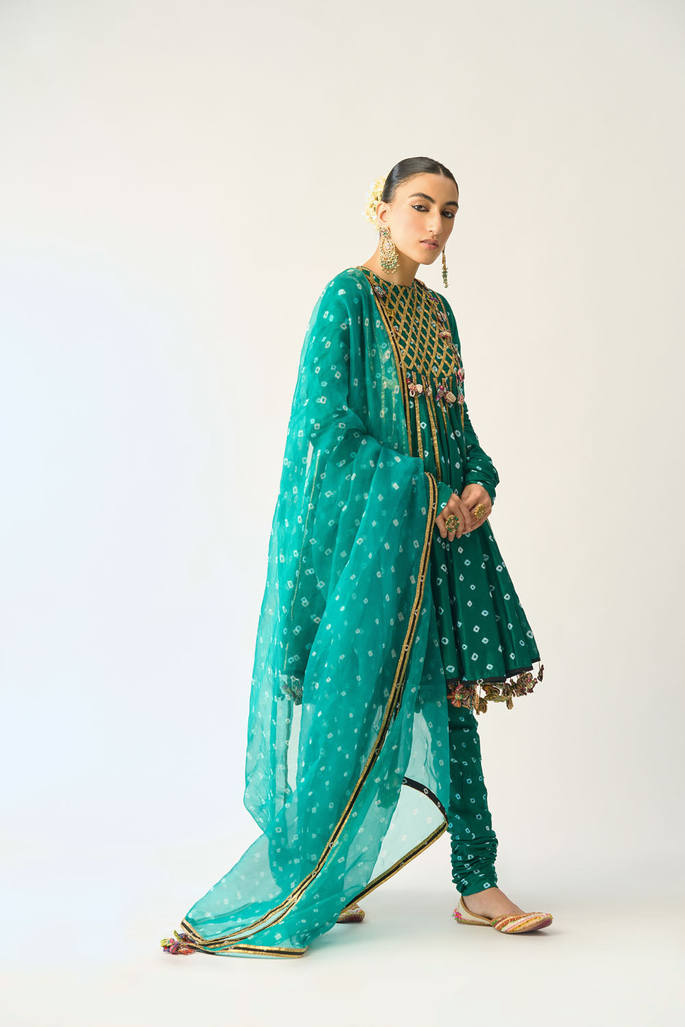 Avani Hara Bandhani Kalidaar Set