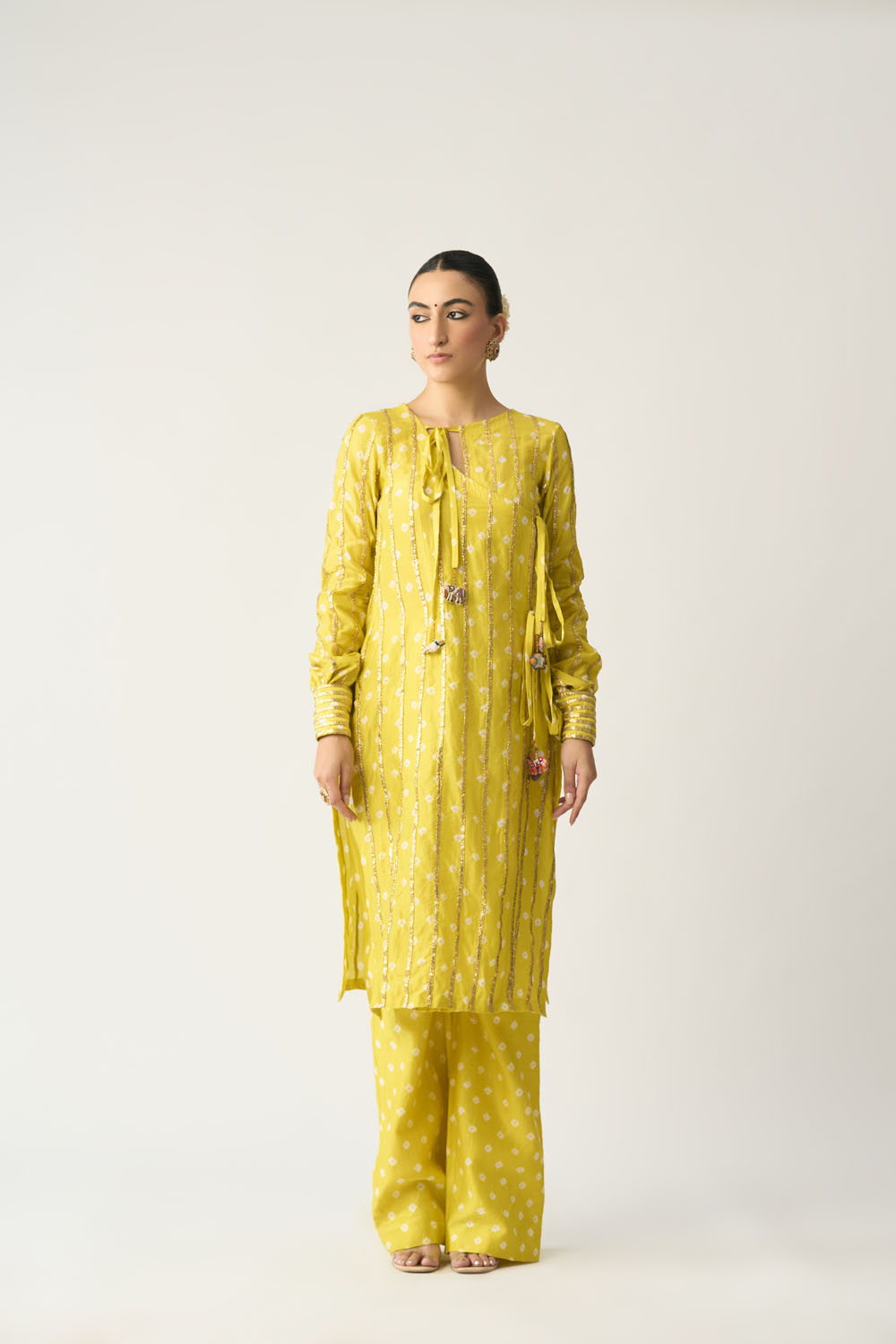 Adini Bandhani Peela Co-ord Set