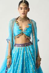 Baanu Feerozi Bandhani Lehenga Cape Set