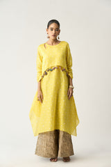 Dani Peela Asymmetric Bandhani Tunic